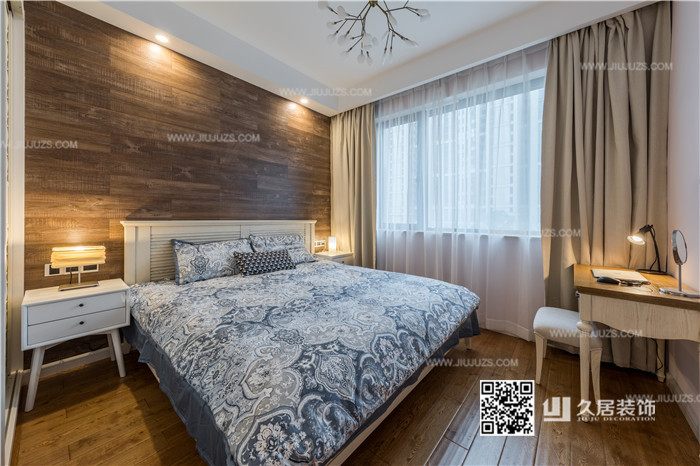 臥室-床-背景-康城國際一品120㎡北歐風格