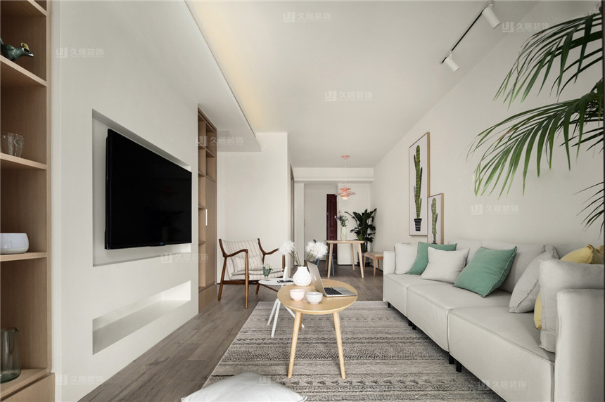  青秀城四居室128平米木色加原白色杭州清新裝修風格 